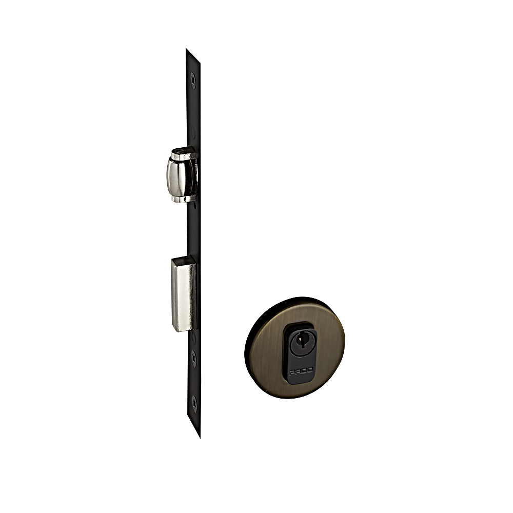 Fechadura Rolete Pado 454 Roseta Redonda Bronze Oxidado