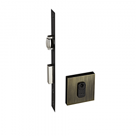 Fechadura Rolete Pado 453 Roseta Quadrada Bronze Oxidado